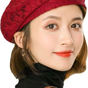 Women's Chic Lace Beret French Dress Beret Vintage Summer Fascinator Hats for La